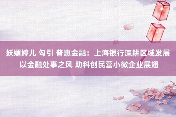 妖媚婷儿 勾引 普惠金融：上海银行深耕区域发展 以金融处事之风 助科创民营小微企业展翅