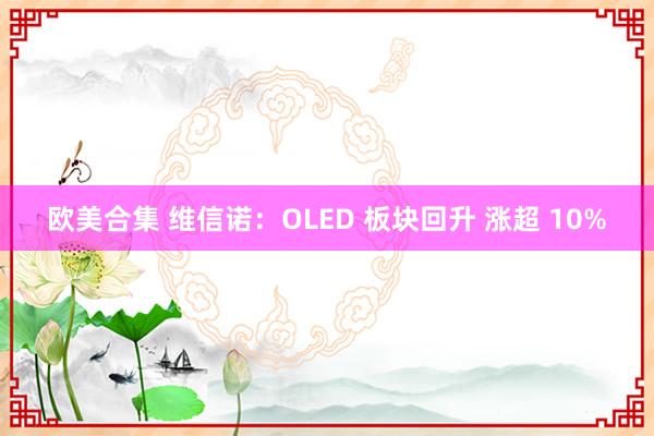 欧美合集 维信诺：OLED 板块回升 涨超 10%