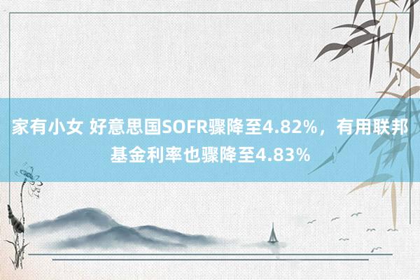 家有小女 好意思国SOFR骤降至4.82%，有用联邦基金利率也骤降至4.83%