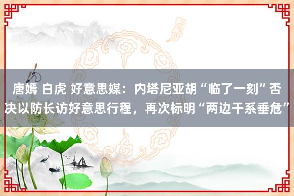 唐嫣 白虎 好意思媒：内塔尼亚胡“临了一刻”否决以防长访好意思行程，再次标明“两边干系垂危”