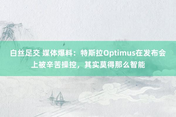 白丝足交 媒体爆料：特斯拉Optimus在发布会上被辛苦操控，其实莫得那么智能