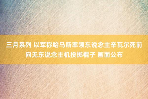 三月系列 以军称哈马斯率领东说念主辛瓦尔死前向无东说念主机投掷棍子 画面公布