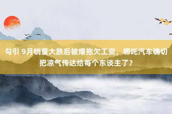 勾引 9月销量大跌后被爆拖欠工资，哪吒汽车确切把凉气传达给每个东谈主了？