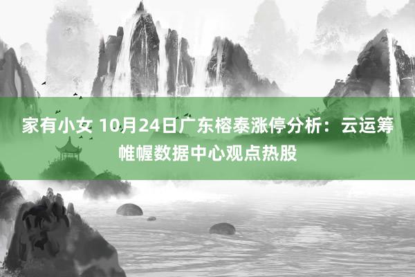 家有小女 10月24日广东榕泰涨停分析：云运筹帷幄数据中心观点热股