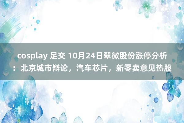 cosplay 足交 10月24日翠微股份涨停分析：北京城市辩论，汽车芯片，新零卖意见热股