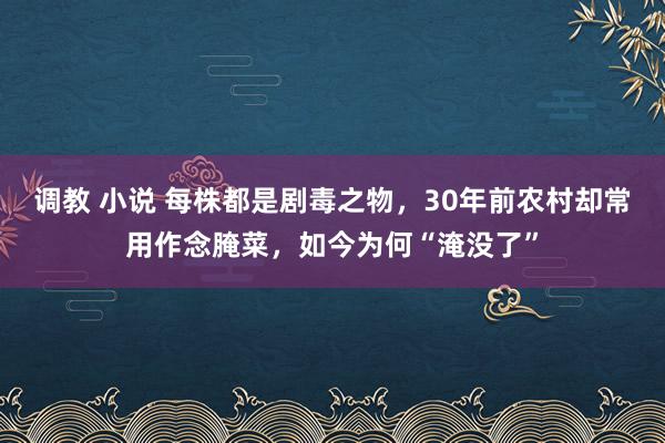 调教 小说 每株都是剧毒之物，30年前农村却常用作念腌菜，如今为何“淹没了”