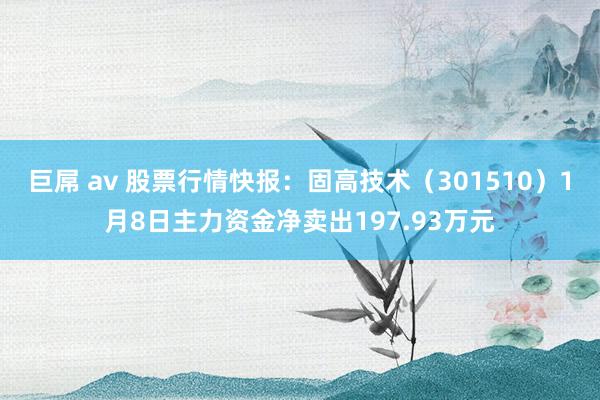 巨屌 av 股票行情快报：固高技术（301510）1月8日主力资金净卖出197.93万元