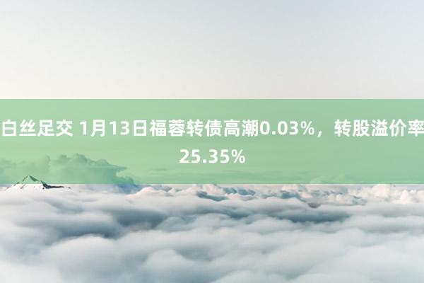 白丝足交 1月13日福蓉转债高潮0.03%，转股溢价率25.35%